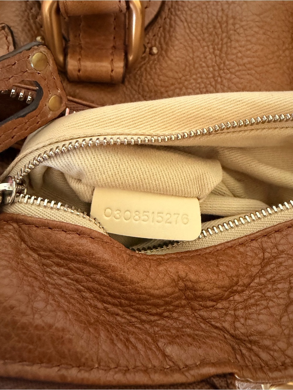 Chloe Paddington Brown Leather Satchel with Gold Padlock - Picture 9 of 11